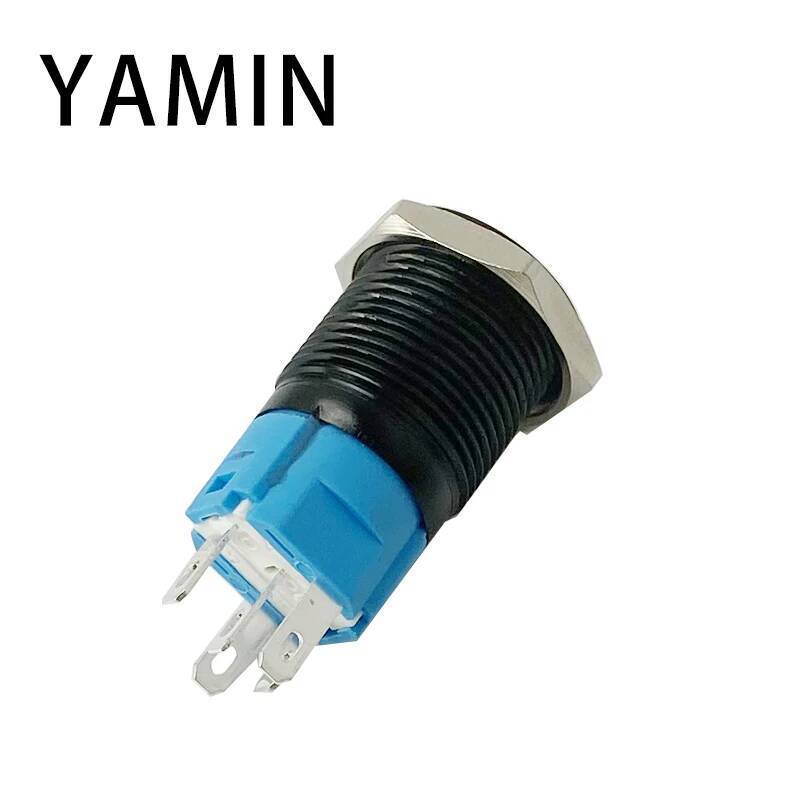 16/19/22mm Black Shell Metal Push Button Switch Customization 3-6V 12-24V 220V Reset/Latching Light Waterproof For Car RV Truck