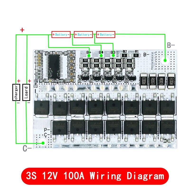 3s/4s/5s Bms 12v 16,8v 21v 3,7v 100a Li-ion Lmo Ternární lithiová baterie Ochrana Obvodová deska Li-polymer Balanční nabíjení