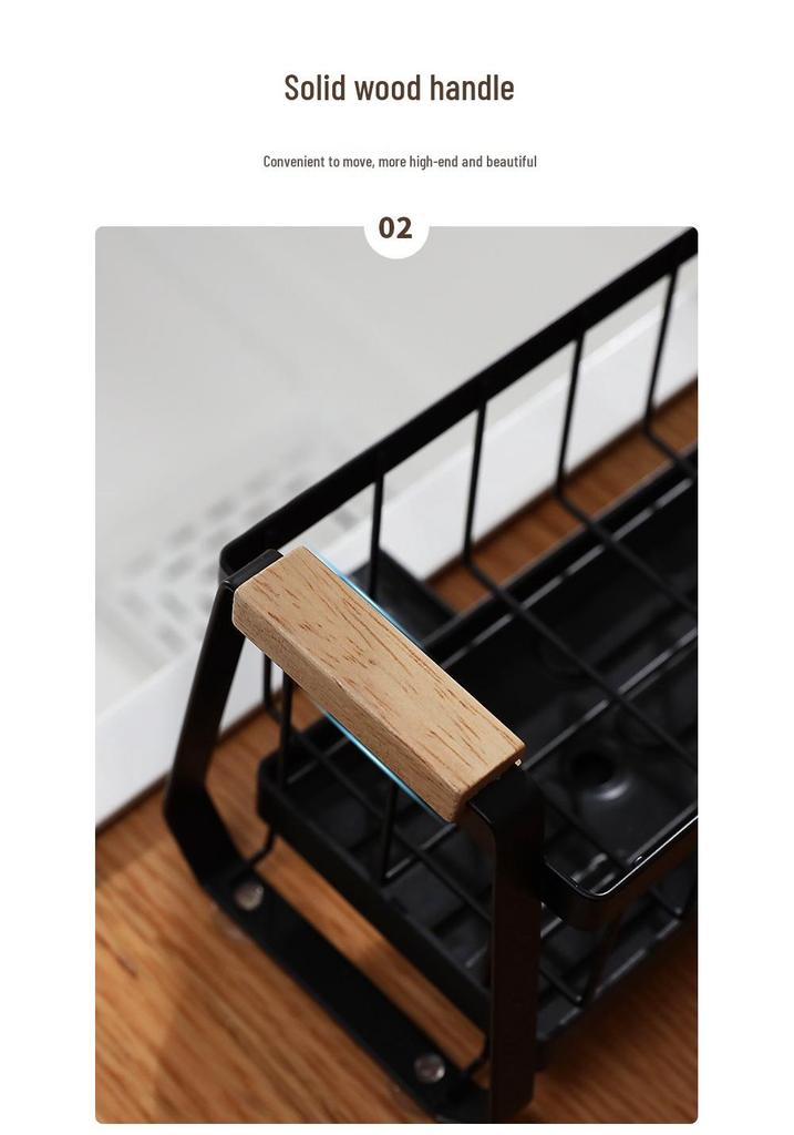 Countertop Kitchen Dish Rack with Sponge, Soap, and Brush Storage