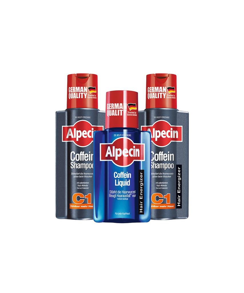 Alpecin Caffeine Shampoo C1 (Hair Strengthening) 250ml x 2 + Liquid Hair Tonic 200ml