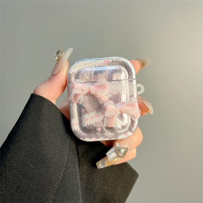 

INS Feather Yarn Three-Dimensional Pink Bows Applicable Airpods4 Protective Case Apple Bluetooth Wireless Pro2 Generation Earphone Case 3 Generation airpods3 Feather yarn stereo Bows [single shell]]