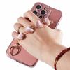 For iPhone 13 Pro Case Electroplating Edge Heart Pattern TPU Phone Cover with Strap