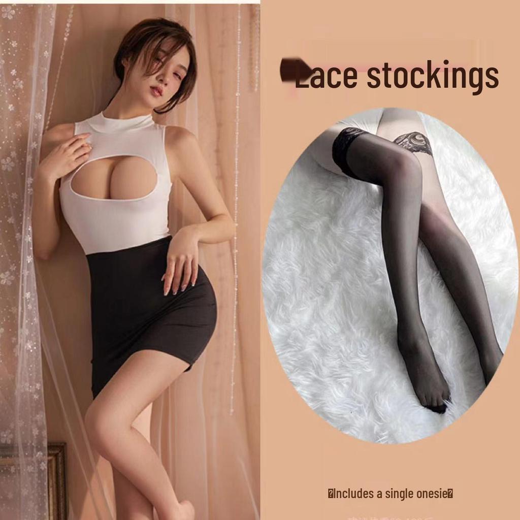 Sexy Erotic Secretary Uniform Lingerie Set - Bodycon Dress for Nightclub Role Play and Passionate Bedtime Play.