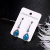 Yousheng 1 Pair Women Drop Earrings Blue Cubic Zirconia Water Drop Hanging Earrings Prom Party Wedding Ear Jewelry Bridal Earrings