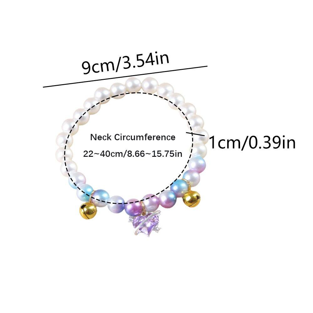 Elastic Rope Pet Pearl Collar Princess Style With Crystal Pendant Cat Necklace Pet Jewelry Cat Accessories Cat Neck Chain Puppy