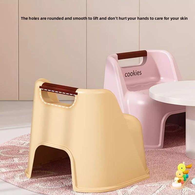 Thick Plastic Children's Cookie Stool, Home Shoe Bench, Non-Slip Bathroom Stool, Cartoon Low Stool for Kids' Room or Bathroom