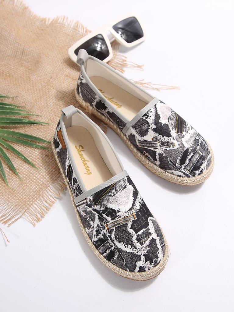 Übergröße Damen Europäische/Amerikanische Canvas Slipper mit Hanfseil, Rundzehendesign