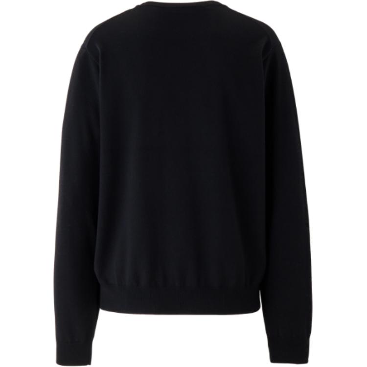 Onitsuka Tiger Embroidered Knit Crew Neck Long Sleeve Sweatshirt Unisex sweatshirt Black 2183B468-001