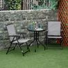 Bistro Coffee Table Outdoor Tempered Glass Top Table Garden Round Dining Table - 60cm Diameter