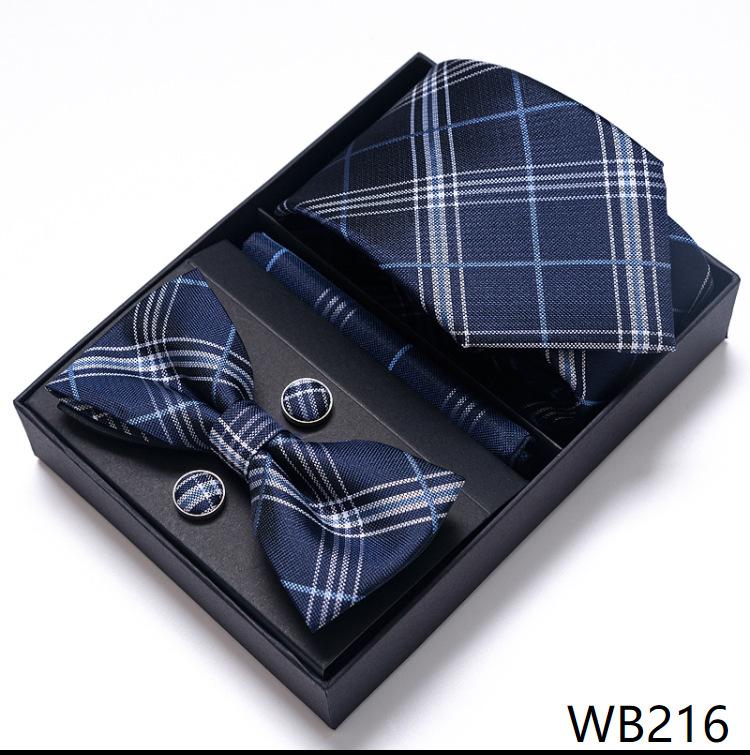 Men'S Business Dress Party Tie Gift Box Fashion Tie Square Scarf Combination Set Tie Bow Tie Set