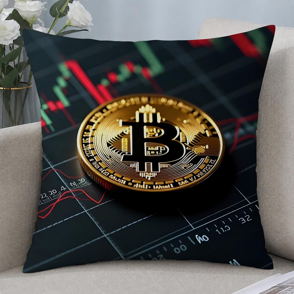 Cryptocurrency Bitcoin Cryptocurrency Btc Cushion Cover Cushion Covers Natural Linen Breathable Sofa Bedroom Decor Pillowcase