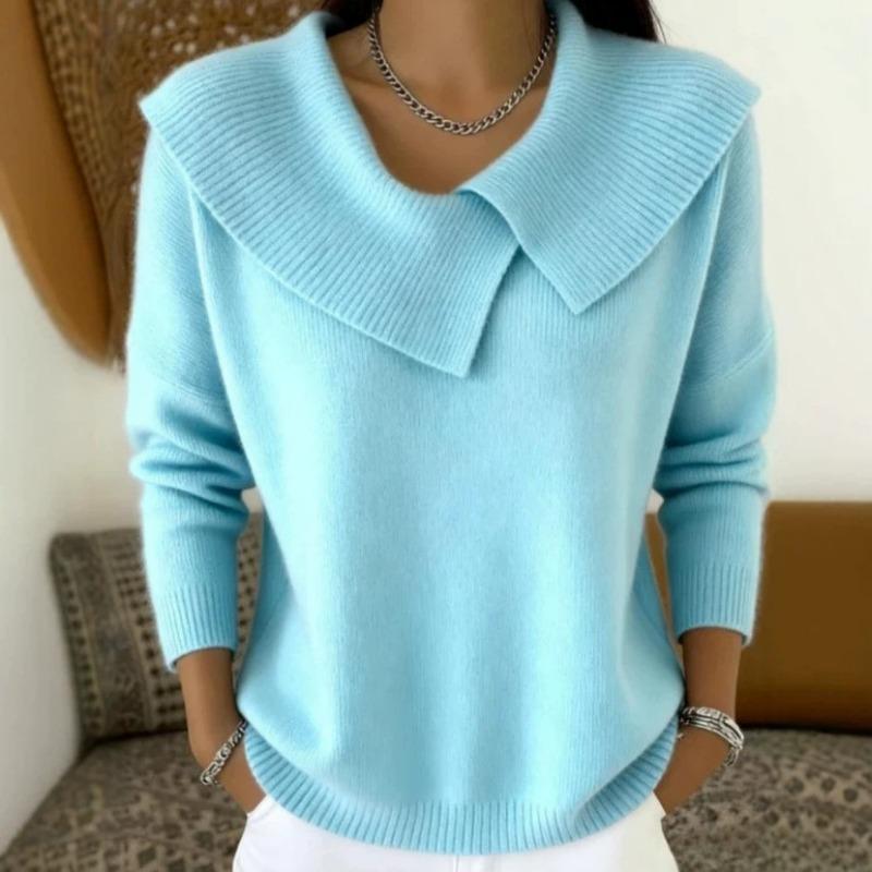 Korean Style Slim Fit V Neck Long Sleeve Knitted Sweater For Women