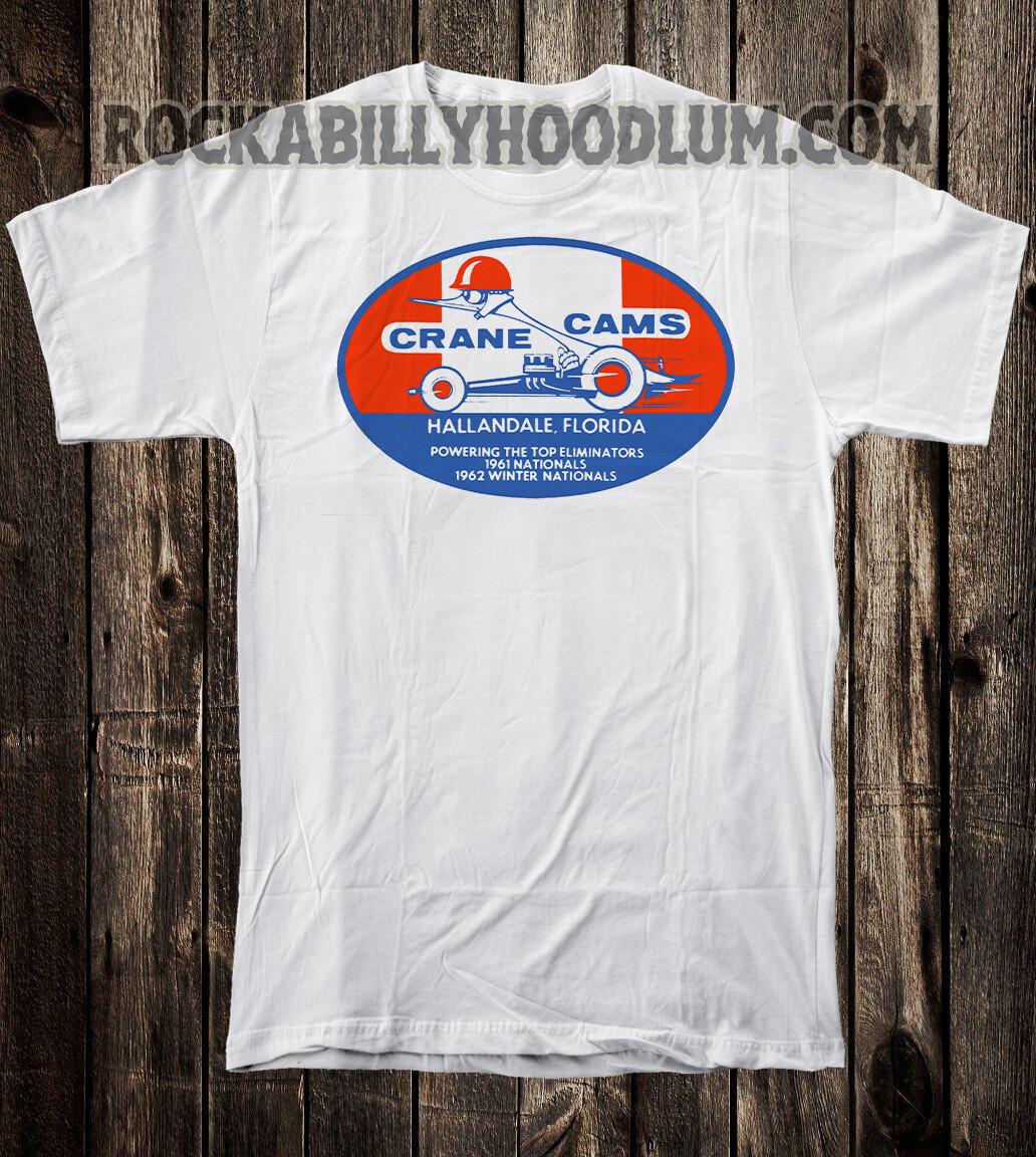Retro Hot Rod Tee T Shirt Drag Race Crane Cams Hallandale FL Speed Shop S