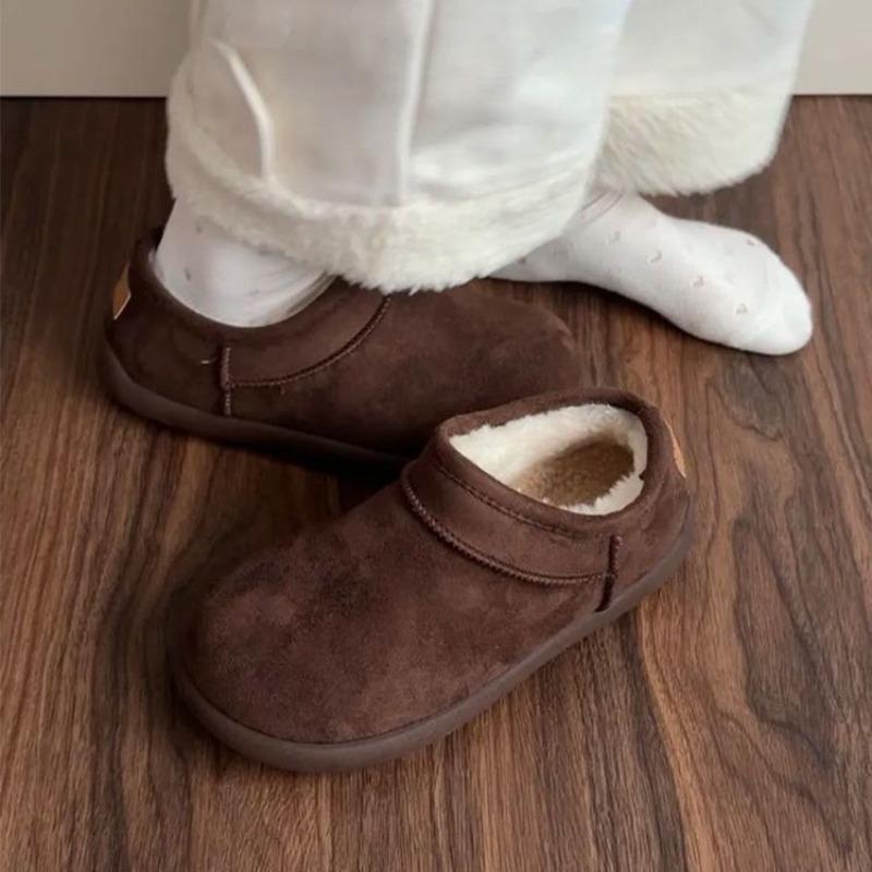 

Ретро флисовые ботинки для женщин, толстые и прочные, цельные снегоступы, хлопковая обувь 35 кофейный