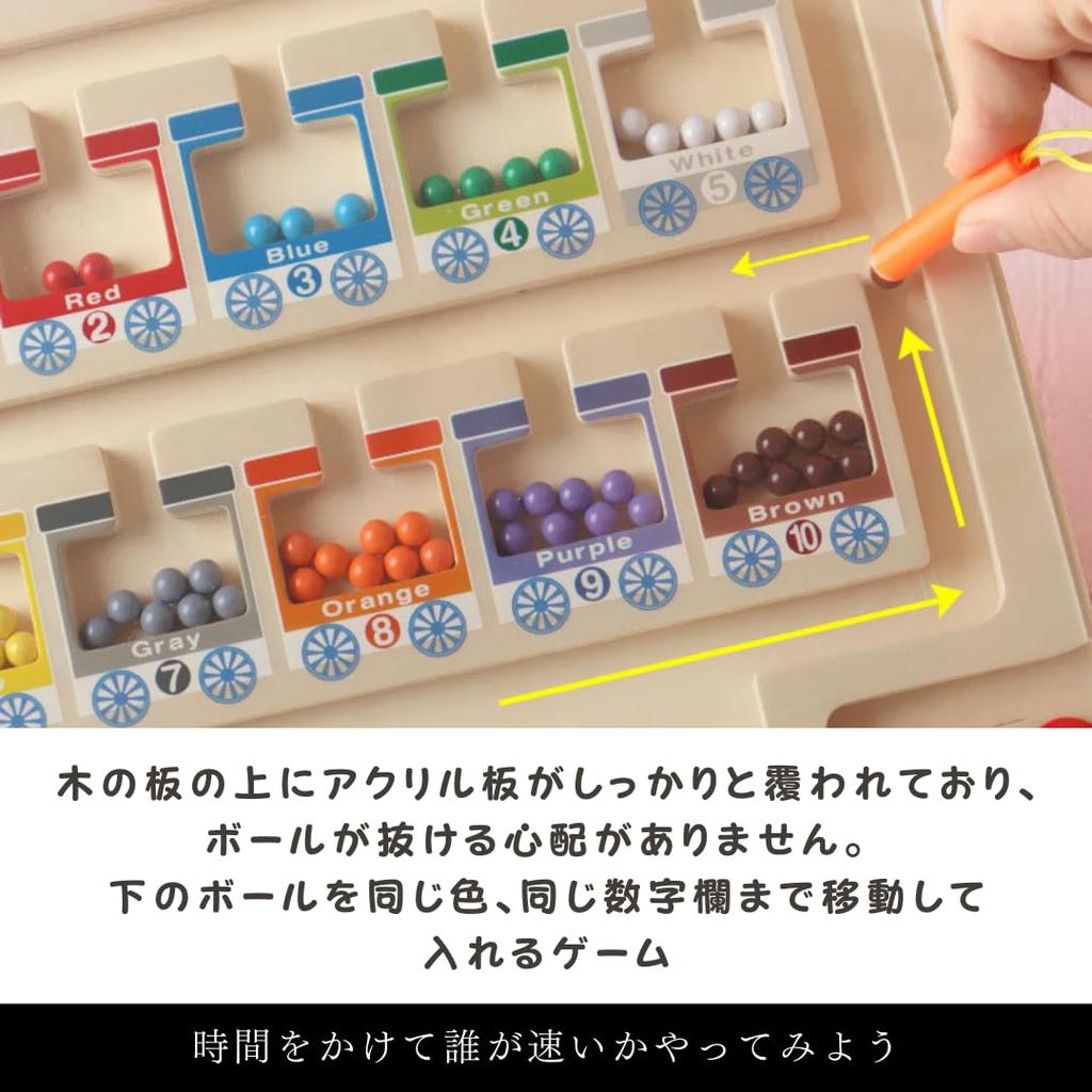 Noanoa Train Counting Board, Pen Training, Educational Montessori Toy for Boys and Girls, Fingertip Training, Wooden Toy, Matching Game, Birthday Gift