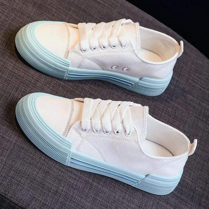 Lace Up Woman Footwear Korean Stylish Offers Vulcanized Shoe New Arrival 2024 Canvas Shoes for Women Deals Designer Luxury In H