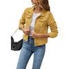 Women's Fashion Denim Button Jacket Solid Color Plus Size Long Sleeved Short Coat