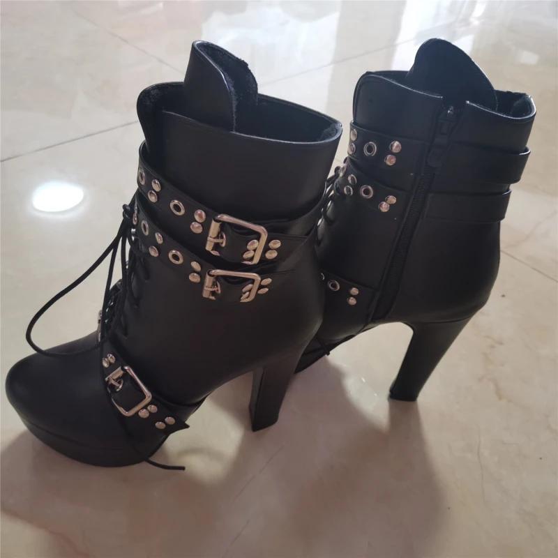 Duże Czerwone Damskie Botki Platforma Białe Żółte Sznurowane Wysokie Obcasy Krótkie Buty Damskie Jesień Zima Unisex Buty Seksowne