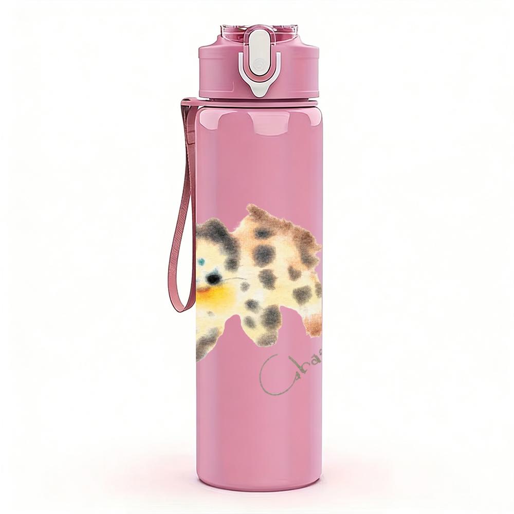 1PC Leopard spot animal minimal print 750ml colorful plastic sports water bottle leakproof pop up lid with straw for outdoor work home use