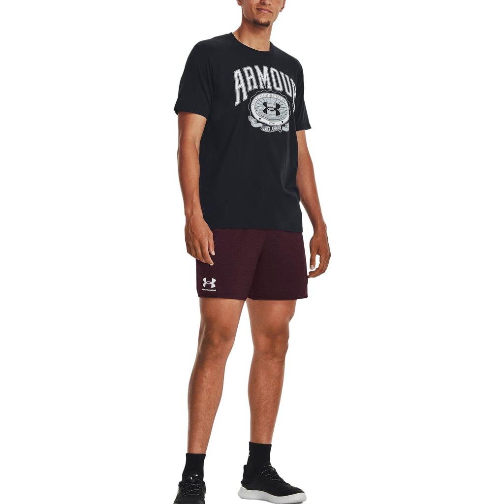 Under Armour Buchstabenprint Rundhals Pullover College-Abzeichen Kurzarm T-Shirt Herren T-Shirts Port-Blau 1379537-001