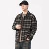 Men's Plaid Flannel Shirt Jacket Casual Loose Long Sleeve Buttons Shacket Pockets for Daily Wear