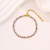  Titanium Steel European and American Light Luxury Style Straight Couple  Versatile Temperament Advanced Sense Color Zircon 