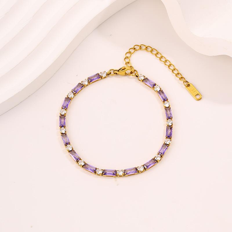 Titanium Steel European and American Light Luxury Style Straight Couple Versatile Temperament Advanced Sense Color Zircon