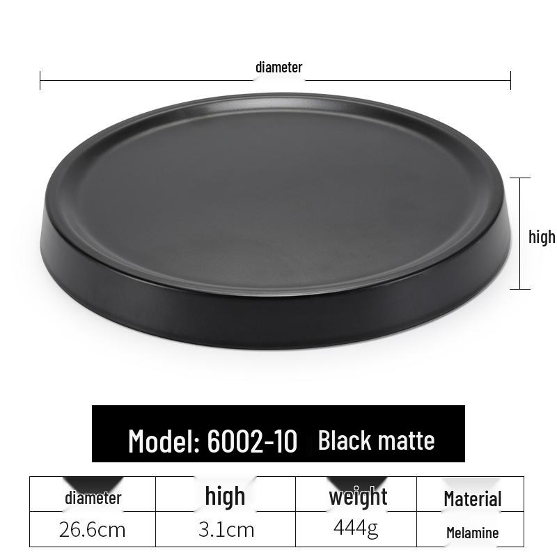 Black Melamine Japanese Sushi Tray - Long Shallow Plate for BBQ & Food Arrangement