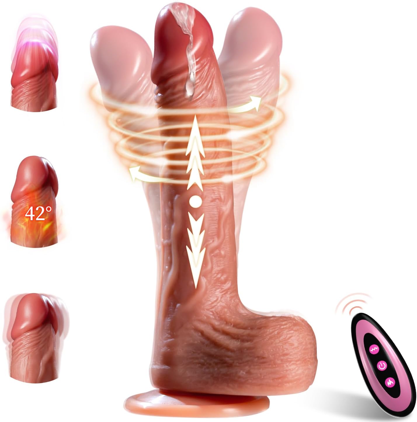 Vibromasseur puissant à gros gode pour femme, gode télescopique rotatif chauffant avec ventouse, stimulateur féminin, jouets sexuels