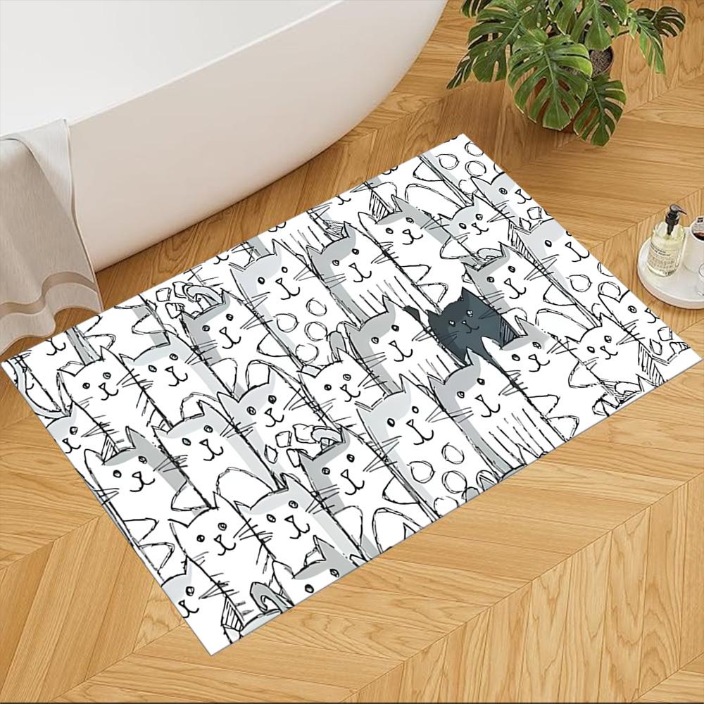 Cute Cat Square Carpet Rug Non-slip Rug for Living Room, Bedroom, Study Room, Hallway Decoration, Perfect for Home Decoration or Holiday Gifts