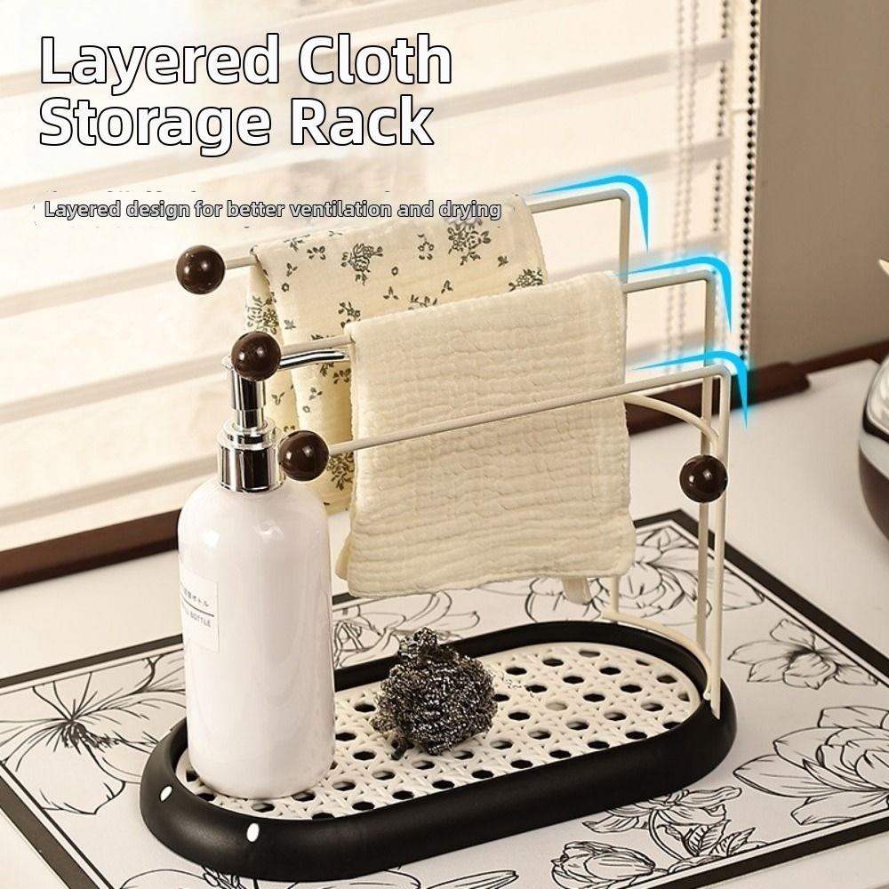 Household Jewelry Storage Rack Multi-Layered with Drawer Necklace Display Stand Plastic Space Saving Kitchen Rag Rack Home Use