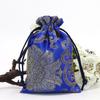 Wénwán Tragbare mehrschichtige Schmucktasche mit besticktem Brokat und Kordelzug für Perlen und Armbänder