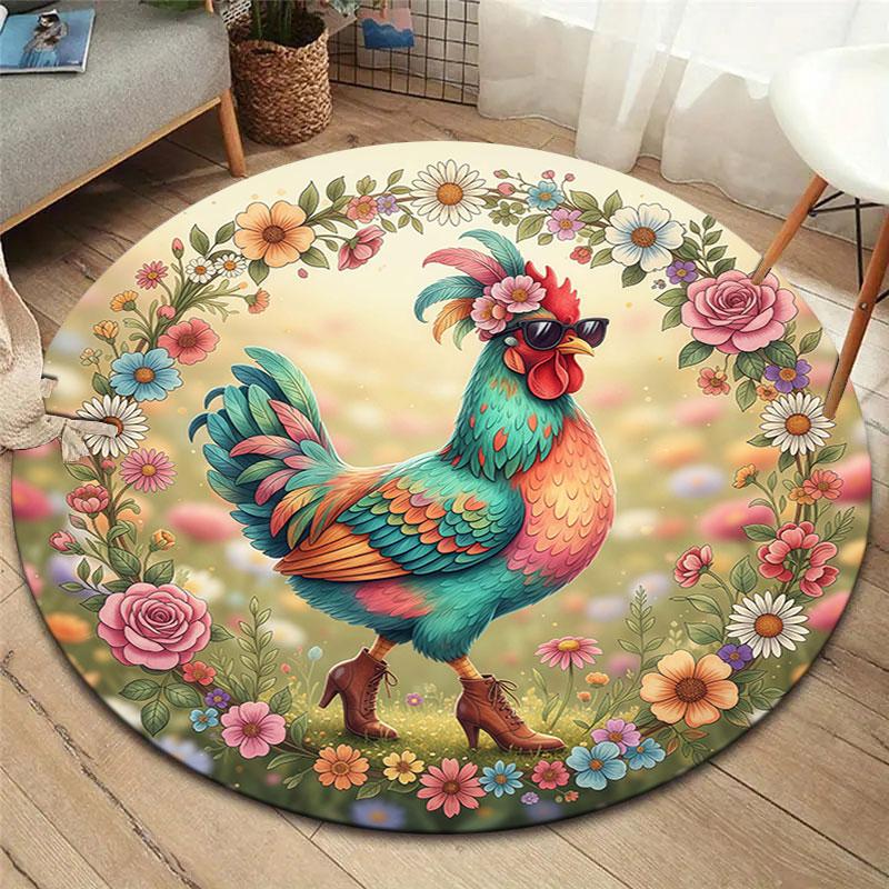 Colorfulbirds Round Area Rug,Carpet Rug for Living Room Bedroom Sofa Playroom Decor,Non Slip Floor Mat