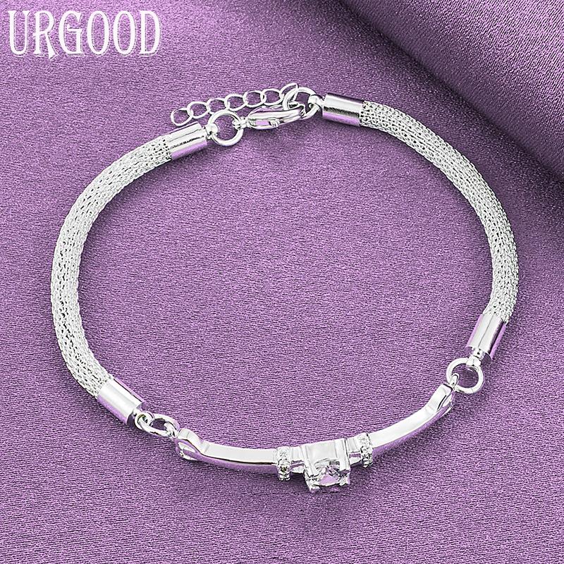 925 Sterling Silver Snake Chain AAA Zircon Bracelet Gift Fashion Jewelry