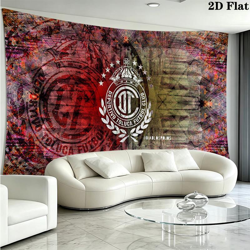 Deportivo Toluca FC Logo Wall Tapestry Aesthetic Wall Hanging Printed Fabric Blanket Decorative Tapestries for Bedroom Living Room Home Decor