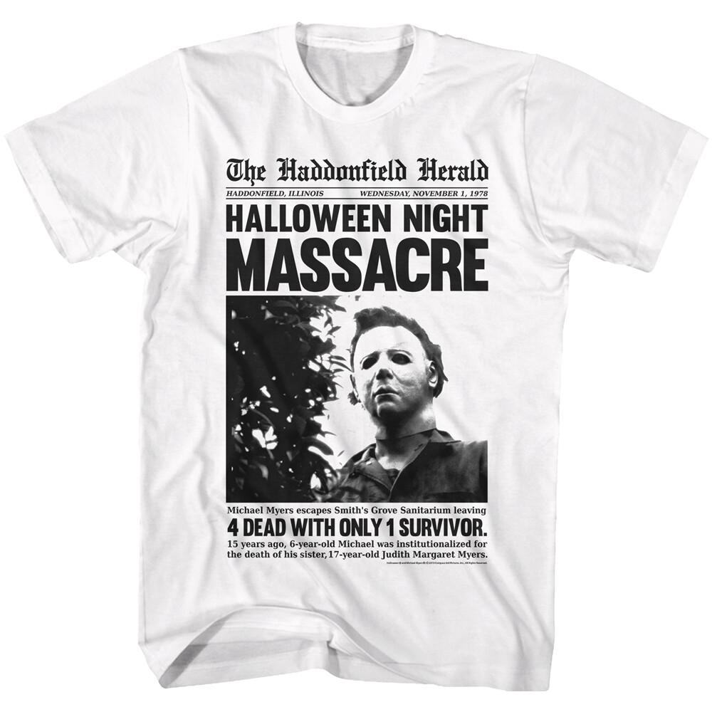 Halloween Horror Movie Massacre 4 Dead With Only 1 Survivor Men T Shirt XL