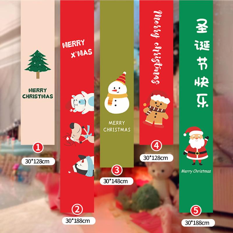 Christmas Hanging Flags Background Merry Christmas Santa Claus Snowman Hanging Banners Christmas New Year Atmosphere Decorations