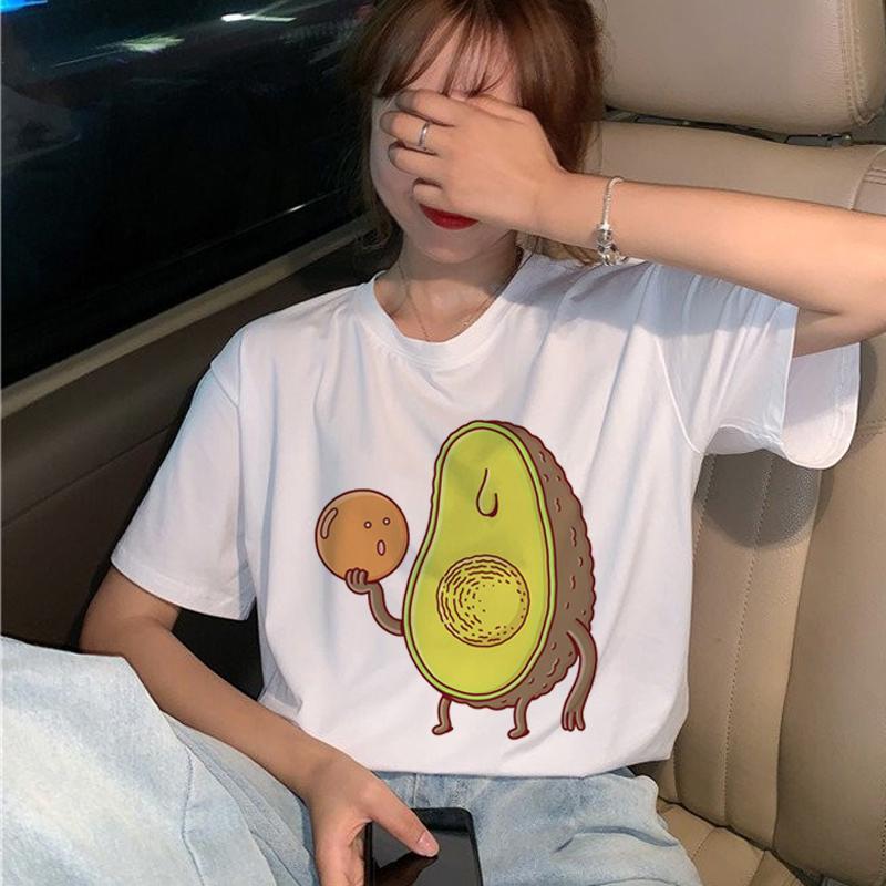 Avocado Vegan T Shirt Women Harajuku Funny Cartoon T-Shirt Ullzang Korean Style Small Fresh Tshirt 90S Fashion Top Tees Female