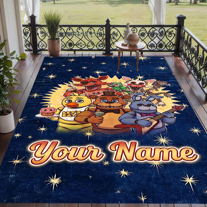 Custom Text Five Nights at Freddy’s Pattern Floor Rug Soft Indoor Carpet Mat Living Room Bedroom