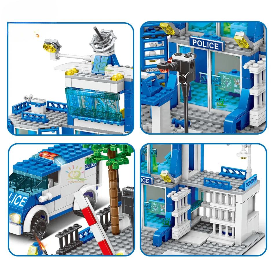 753PCS Set Blocuri de Construcție Stație de Poliție Orășenească Băieți DIY Mașină Figurine Cărămizi Jucării Educative Pentru Copii Cadou Adulți