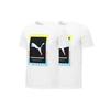 Puma Colorblock Buchstabenlogo Print Rundhals T-Shirt Herren Oberteile Weiß 671244-02