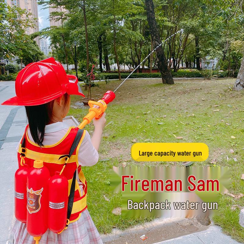 Kids' Firefighter Backpack Water Gun Toy Set with Sprinkler & Fire Extinguisher
