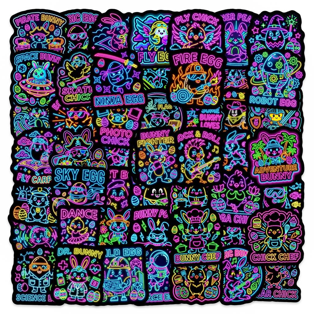 50/100 Pezzi Adesivi Animali Cartoon Neon Fai da te per Scrapbook Valigia Quaderno Ricompensa Giochi Decalcomanie Spesse Impermeabili Rimovibili