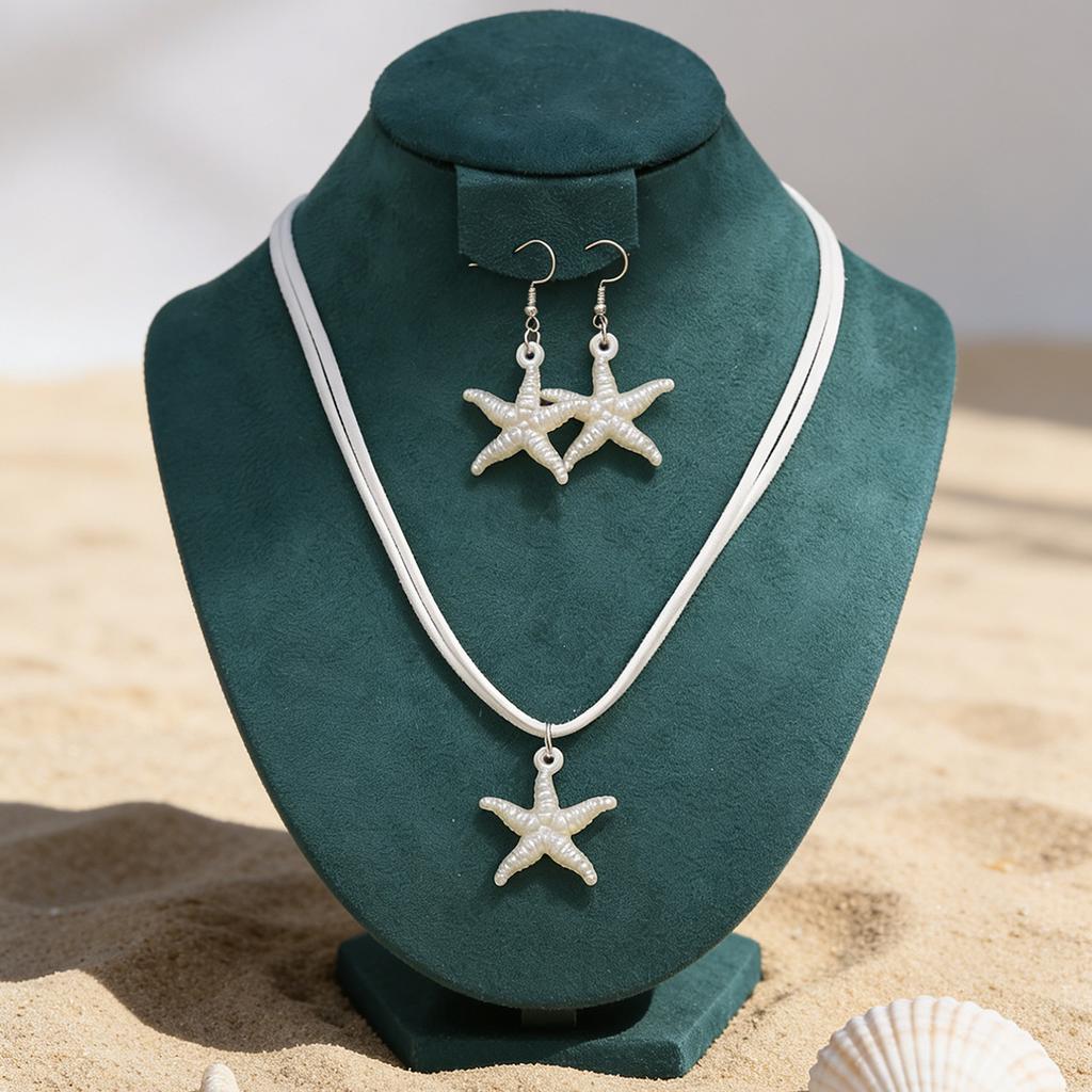 New Beach Bohemian Starfish Pendant Earrings Ocean Versatile Personality Necklace Women's Jewelry Set