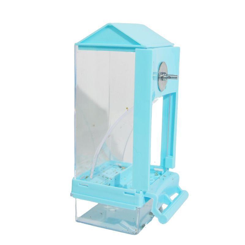 Automatic Parrot Feeder-Eco-Friendly Durable PP/PC Anti-Spill Seed Huller Smart Dispensing Square Classic Design Cage Mountable