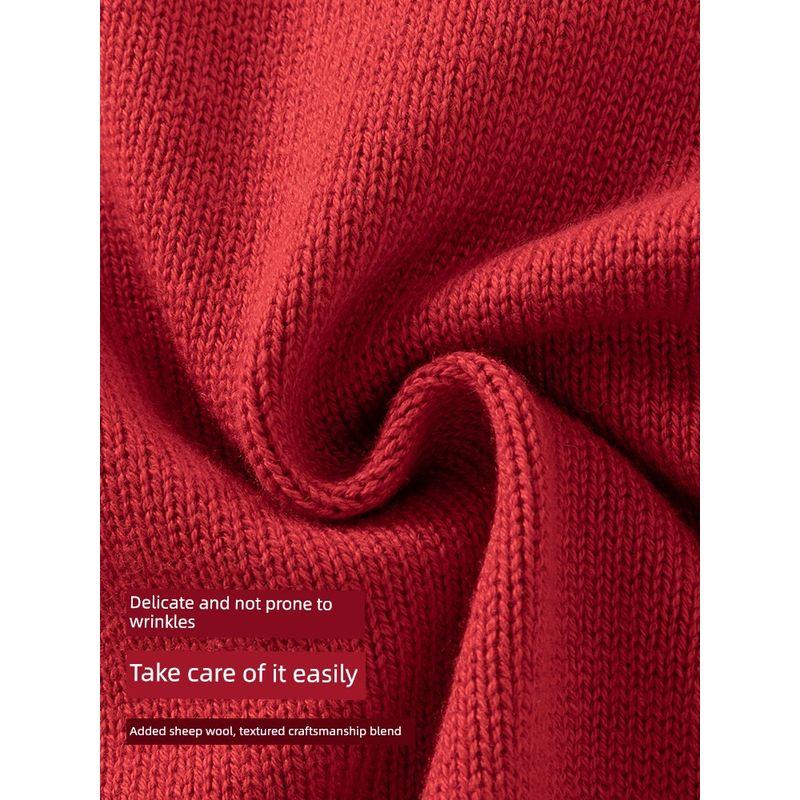 David Bella Kidsren's Knitwear Red Pullover Warm Winter Wear New Style Girls' Knitwear New Year's Top
