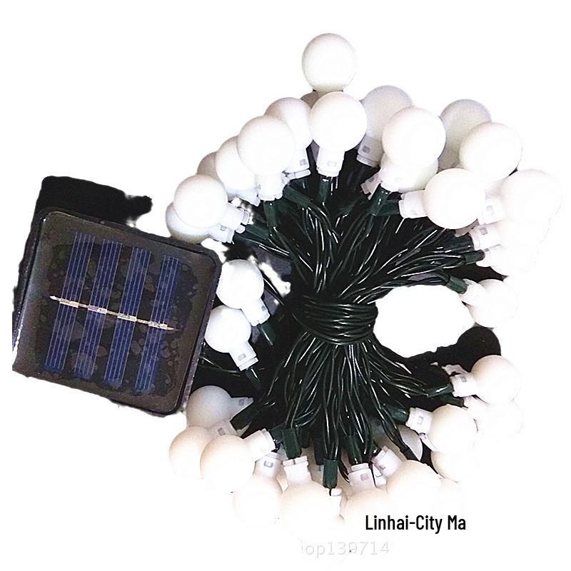 7-Meter 50 LED Solar Frosted Round Ball String Lights for Christmas, Wedding, Courtyard, Fairy Decoration Red Light