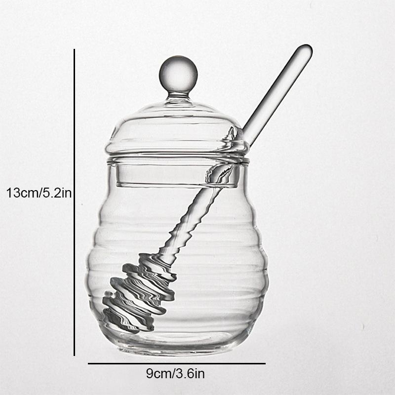 Rezervor de fagure din sticlă, instrument de bucătărie, recipient de depozitare pentru miere, cu cupă și capac, sticlă de miere pentru petrecere de nuntă, birou, bucătărie, acasă