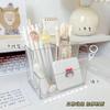 Simple Minimalist Transparent Acrylic Three Grids Desktop Pen Holder Storage Organizer