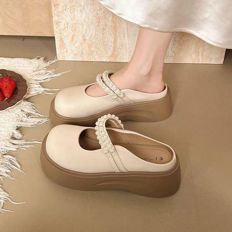 Inner height increase French shallow mouth flat sole shoes women's 2025 spring skirt wedge Mary Jane shoes
